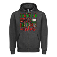 Charcoal Heather gingerbread kisses and christmas wishes Zipper Hoodie - FaDigitalArtStudio