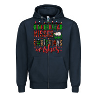 Navy gingerbread kisses and christmas wishes Zipper Hoodie - FaDigitalArtStudio