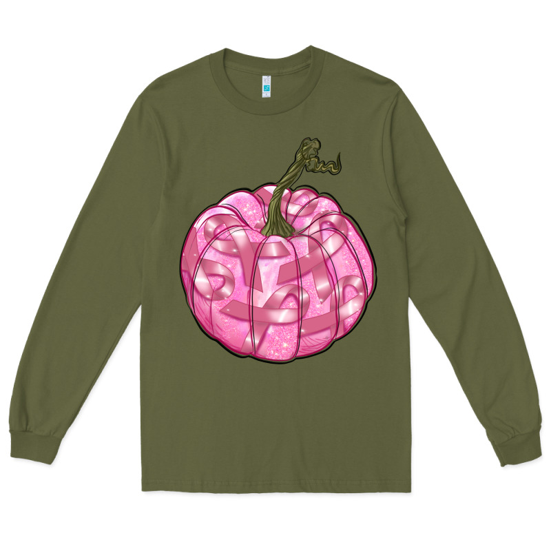 Pink Pumpkin With Breast Cancer Ribbons Long Sleeve Tee by RanaPortraitStore | Teevron