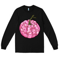 Black pink pumpkin with breast cancer ribbons Long Sleeve Tee - RanaPortraitStore