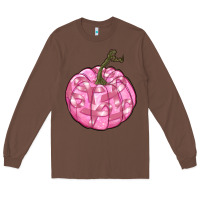 Chestnut pink pumpkin with breast cancer ribbons Long Sleeve Tee - RanaPortraitStore