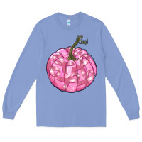 Colony Blue pink pumpkin with breast cancer ribbons Long Sleeve Tee - RanaPortraitStore