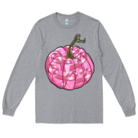 Heather Grey pink pumpkin with breast cancer ribbons Long Sleeve Tee - RanaPortraitStore
