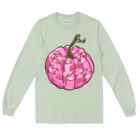 Matcha pink pumpkin with breast cancer ribbons Long Sleeve Tee - RanaPortraitStore