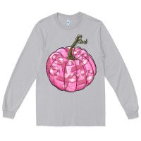 Moon Dust pink pumpkin with breast cancer ribbons Long Sleeve Tee - RanaPortraitStore