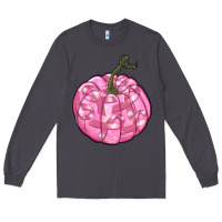 Smoke pink pumpkin with breast cancer ribbons Long Sleeve Tee - RanaPortraitStore