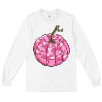 White pink pumpkin with breast cancer ribbons Long Sleeve Tee - RanaPortraitStore