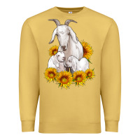 Antique Gold goat family with sunflowers Premium Sweatshirt - Artiststas