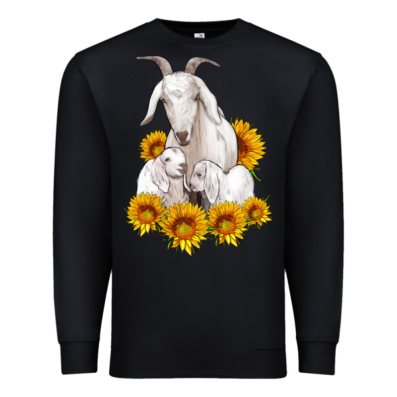 Goat Family With Sunflowers Premium Sweatshirt by Artiststas | Teevron