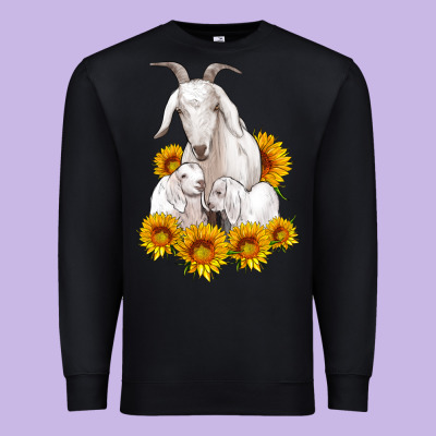 Goat Family With Sunflowers Premium Sweatshirt Designed By Artiststas