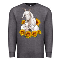 Charcoal Heather goat family with sunflowers Premium Sweatshirt - Artiststas