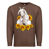 Chestnut goat family with sunflowers Premium Sweatshirt - Artiststas