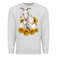 Dove Grey goat family with sunflowers Premium Sweatshirt - Artiststas