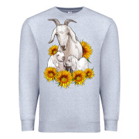 Heather Grey goat family with sunflowers Premium Sweatshirt - Artiststas