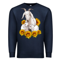 Navy goat family with sunflowers Premium Sweatshirt - Artiststas