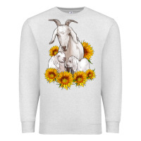 Oatmeal Heather goat family with sunflowers Premium Sweatshirt - Artiststas