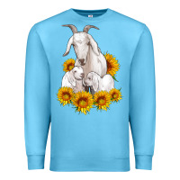 Ocean Blue goat family with sunflowers Premium Sweatshirt - Artiststas