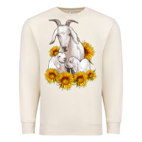 Sandshell goat family with sunflowers Premium Sweatshirt - Artiststas