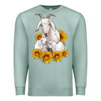 Seafoam goat family with sunflowers Premium Sweatshirt - Artiststas
