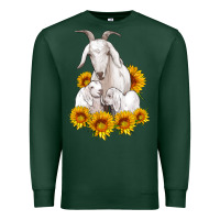 Sports Green goat family with sunflowers Premium Sweatshirt - Artiststas