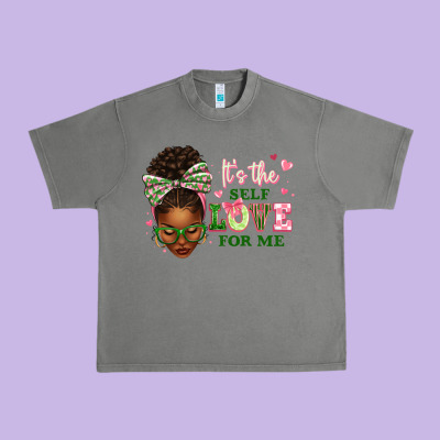 Urban Heavy Tee sorority colors its the self love for me afro woman2