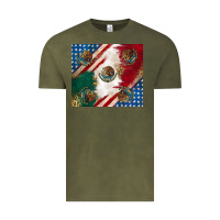 Vintage Olive American with mexican flag Vintage Tee - RanaPortraitStore