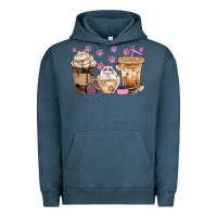 Pigment Midnight Navy cat coffee cups with paw bbs Urban Hoodie - BundleAndBundleShop