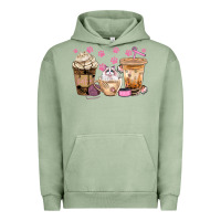 Pigment Oil Green cat coffee cups with paw bbs Urban Hoodie - BundleAndBundleShop