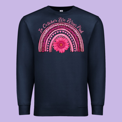 In October We Wear Pink Rainbow Premium Sweatshirt Designed By Adodesignshop