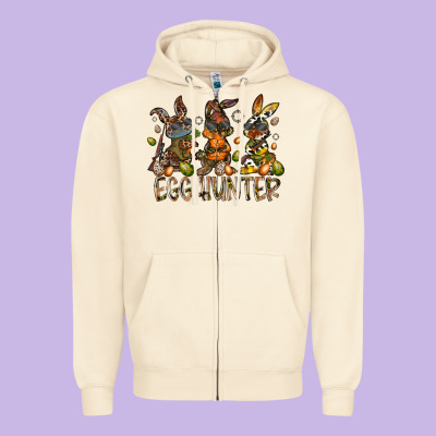 Egg Hunter Zipper Hoodie Designed By Racoondesign