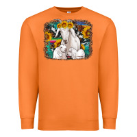 Carrot goat family with sunflowers western serape turquoise background Premium Sweatshirt - Artiststas