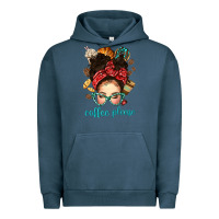 Pigment Midnight Navy coffee please messy bun with coffee bean bbs Urban Hoodie - BundleAndBundleShop