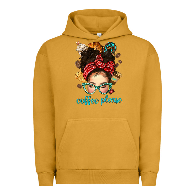 Coffee Please Messy Bun With Coffee Bean Bbs Urban Hoodie by BundleAndBundleShop | Teevron