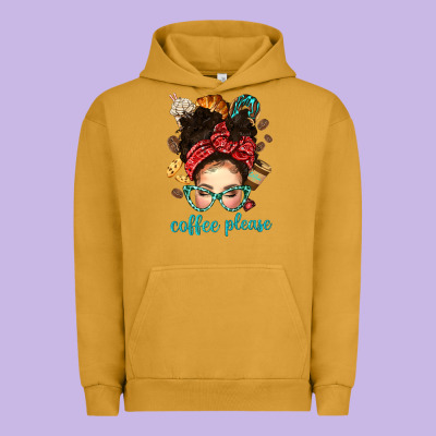 Coffee Please Messy Bun With Coffee Bean Bbs Urban Hoodie Designed By Bundleandbundleshop