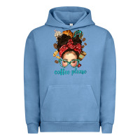 Pigment Pebble Blue coffee please messy bun with coffee bean bbs Urban Hoodie - BundleAndBundleShop