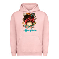 Pigment Salmon coffee please messy bun with coffee bean bbs Urban Hoodie - BundleAndBundleShop