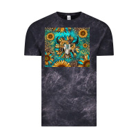 Cloud Black bull skull sunflowers Vintage Tee - RanaPortraitStore