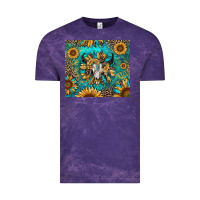 Cloud Purple bull skull sunflowers Vintage Tee - RanaPortraitStore