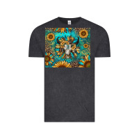 Vintage Black bull skull sunflowers Vintage Tee - RanaPortraitStore