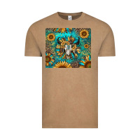 Vintage Coffee bull skull sunflowers Vintage Tee - RanaPortraitStore