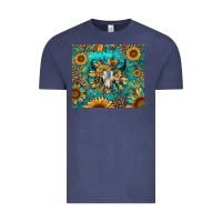 Vintage Denim bull skull sunflowers Vintage Tee - RanaPortraitStore