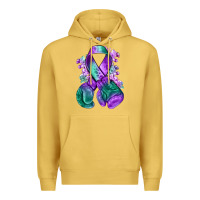 Antique Gold purple and green anal cancer with boxing gloves na Premium Hoodie - NancyCooperArtShop