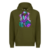 Army Green purple and green anal cancer with boxing gloves na Premium Hoodie - NancyCooperArtShop