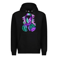 Black purple and green anal cancer with boxing gloves na Premium Hoodie - NancyCooperArtShop