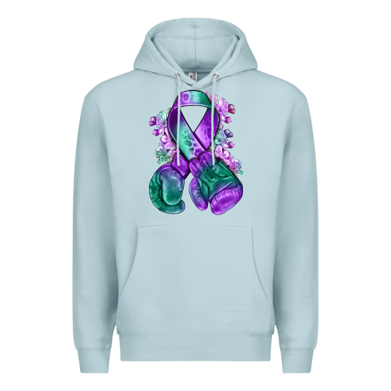 Purple And Green Anal Cancer With Boxing Gloves Na Premium Hoodie by NancyCooperArtShop | Teevron