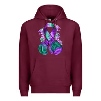 Burgundy purple and green anal cancer with boxing gloves na Premium Hoodie - NancyCooperArtShop