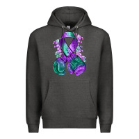 Charcoal Heather purple and green anal cancer with boxing gloves na Premium Hoodie - NancyCooperArtShop