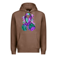 Chestnut purple and green anal cancer with boxing gloves na Premium Hoodie - NancyCooperArtShop