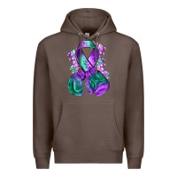 Coffee purple and green anal cancer with boxing gloves na Premium Hoodie - NancyCooperArtShop