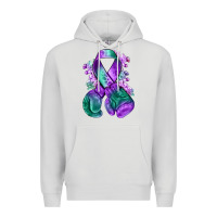 Dove Grey purple and green anal cancer with boxing gloves na Premium Hoodie - NancyCooperArtShop